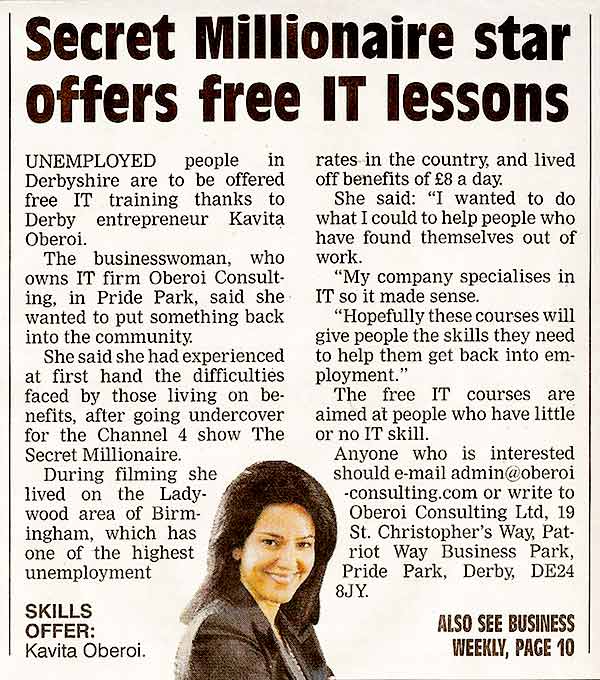 Secret Millionaire Star Offers Free IT Lessons