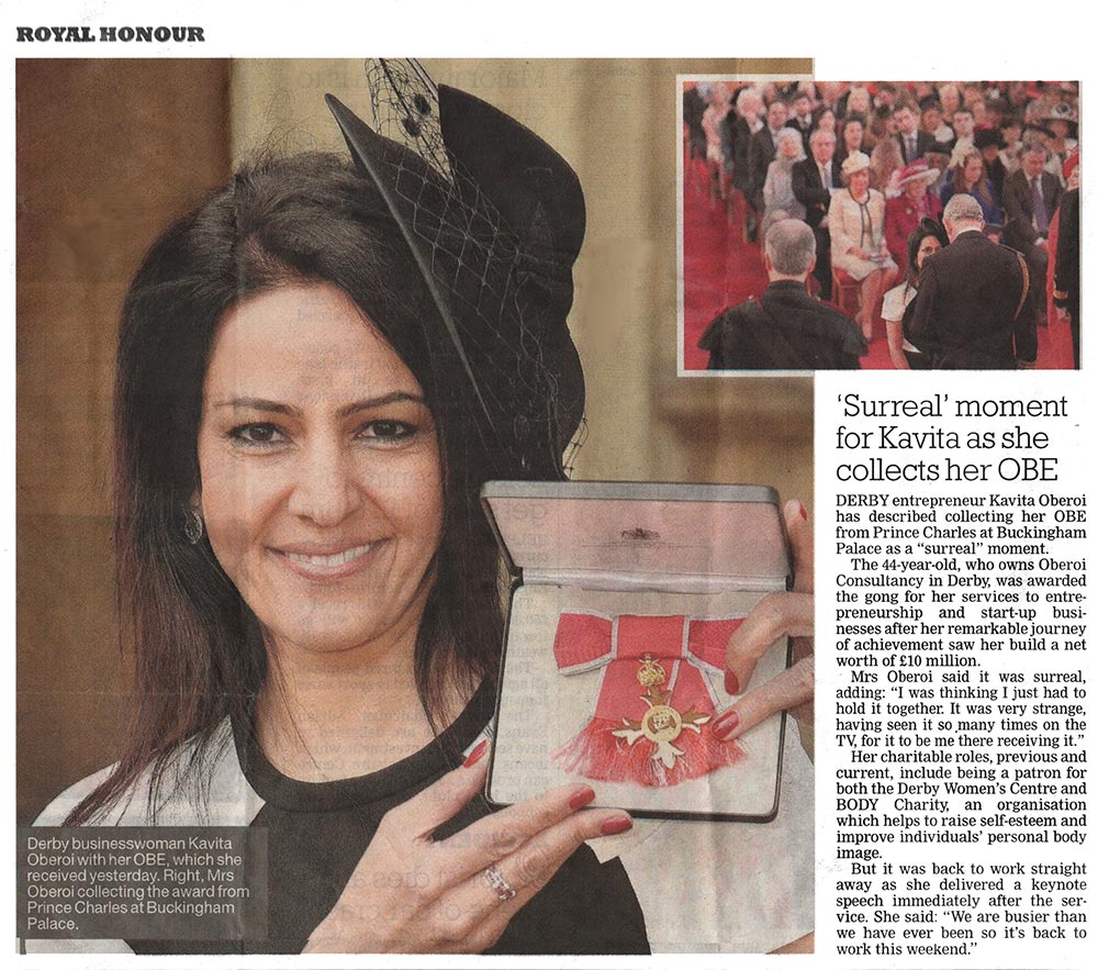 Royal Honour: 'Surreal' moment for Kavita as he collects her OBE 