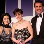 Kavita Oberoi presenting the 2006 PharmaFields Awards along side TV presenter and journalist Dermot Murnahan