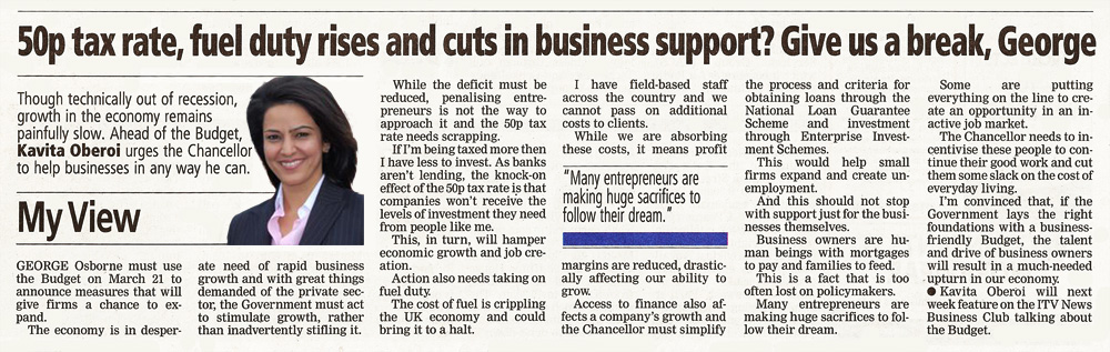 "Give Us a Break, George" - Kavita Oberoi OBE