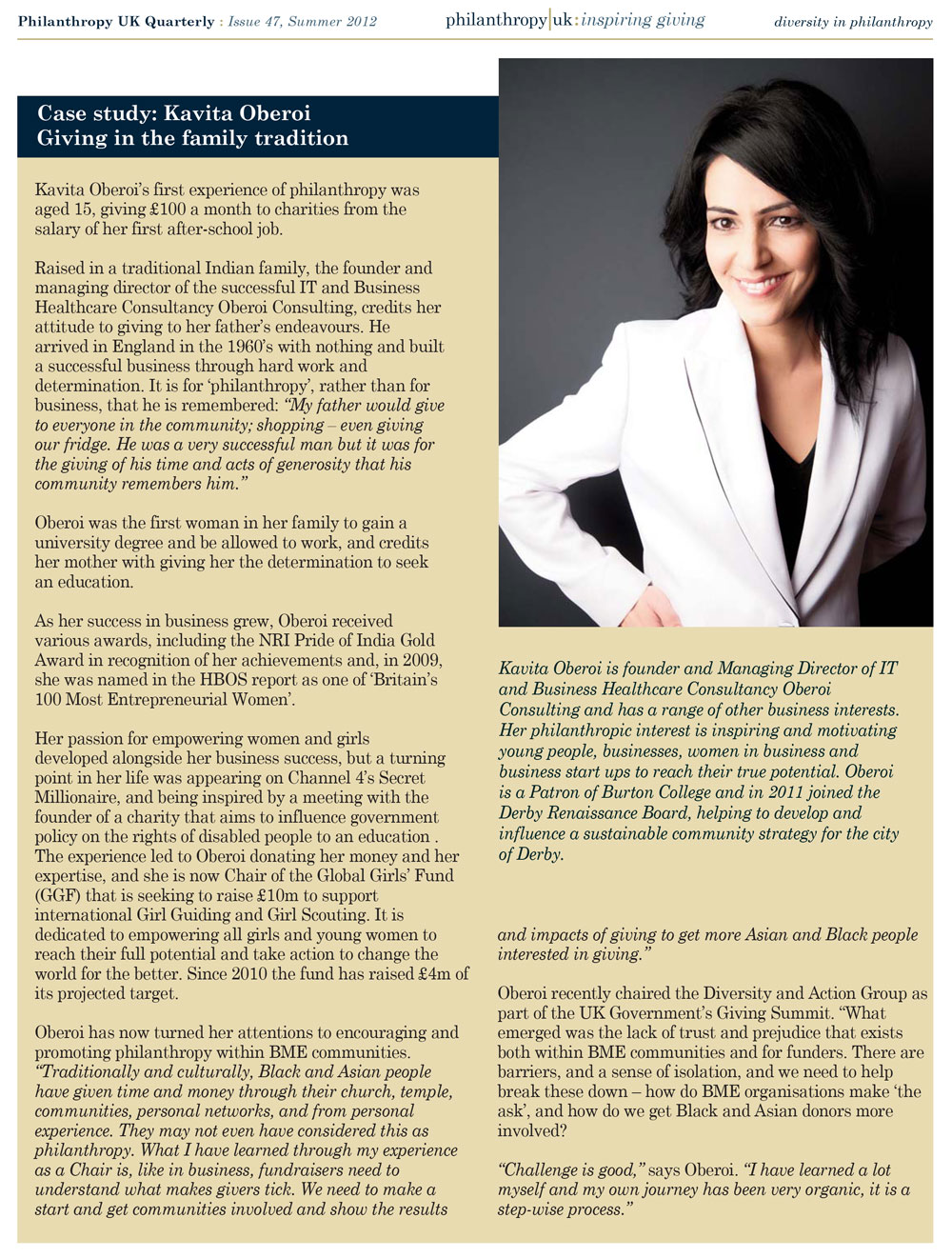 Minority Report: Philanthropy's Diversity Deficit - Kavita Oberoi OBE