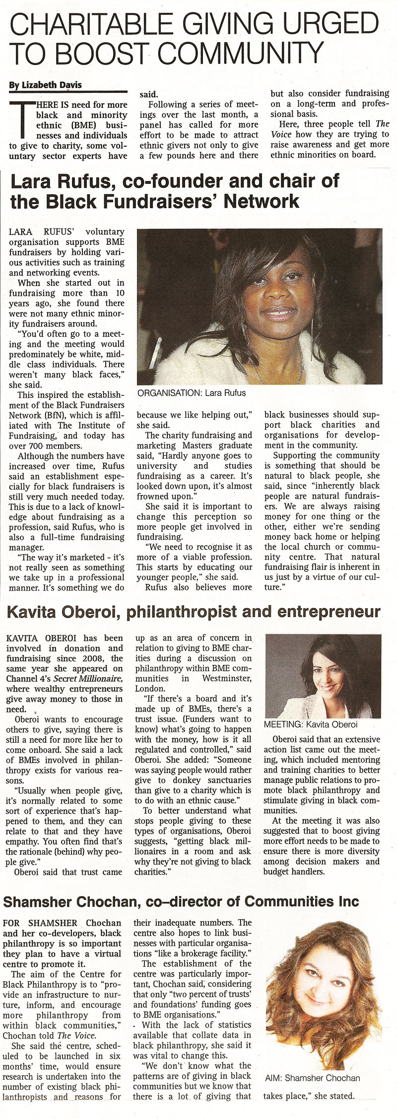 Charitable Giving Urged to Boost Community - Kavita Oberoi OBE